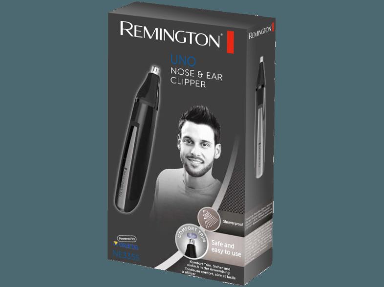 REMINGTON NE 3355 UNO Nasen- und Ohrhaartrimmer mit Rotationsschneidsystem Schwarz/Silber (Batteriebetrieb)