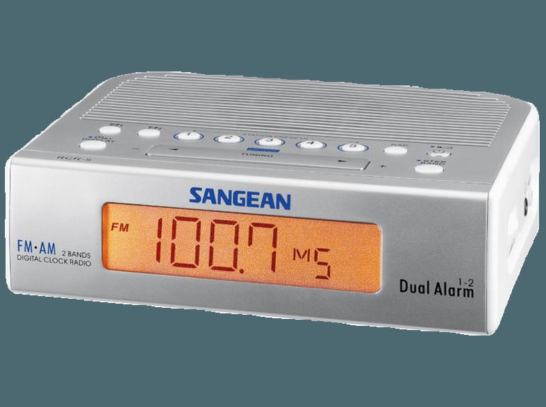 SANGEAN RCR-5 Uhrenradio (Digital Radio, FM Tuner, FM, MW, Silber)