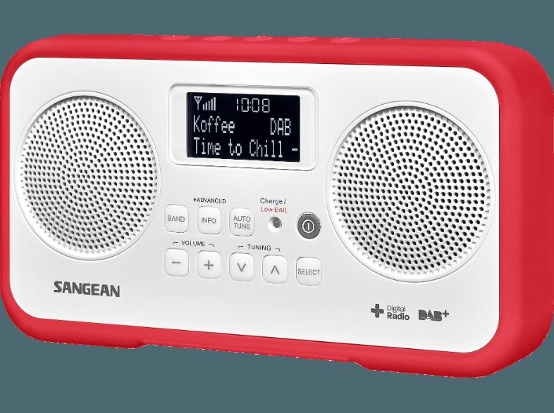 SANGEAN DPR-77  (Stereo-Digitalradio, UKW, DAB, DAB , Weiß-Rot)