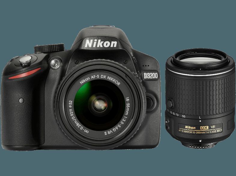NIKON D3200    Objektiv 18-55 mm, 55-200 mm f/3.5-5.6 (24.2 Megapixel, CMOS)