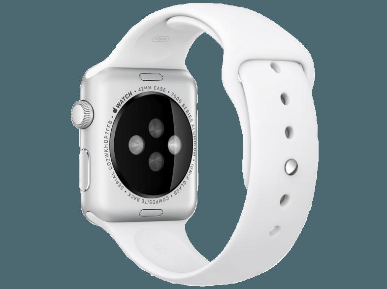 APPLE Watch 42 mm Edelstahl mit Sportarmband (MJ3V2FD/A) Weiß (Smartwatch)