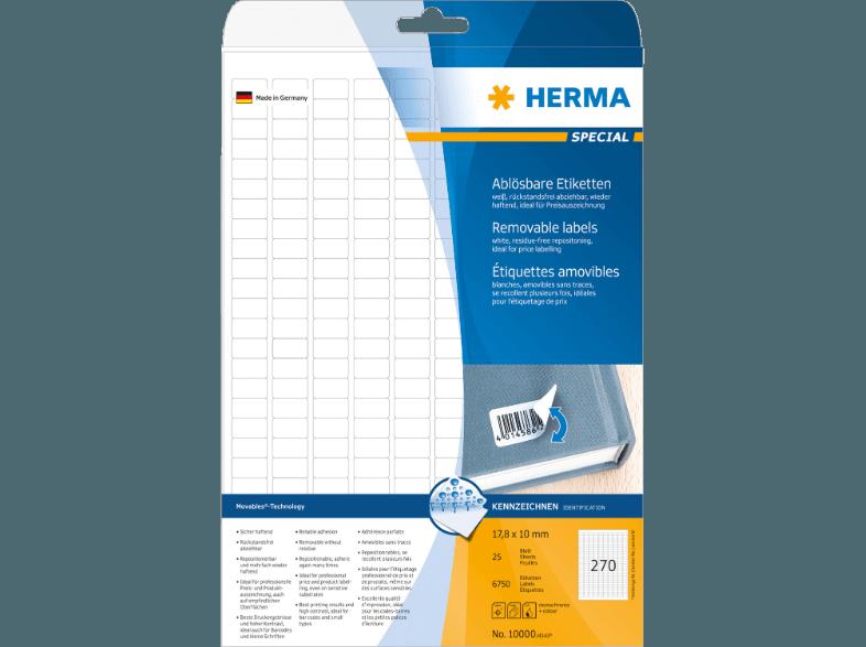 HERMA 10000 Ablösbare Etiketten 17.8x10 mm A4 675 St.