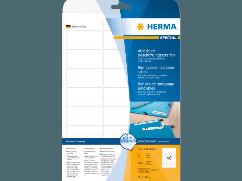 HERMA 10005 Ablösbare Beschriftungsstreifen 63.5x16.9 mm A4 1200 St.