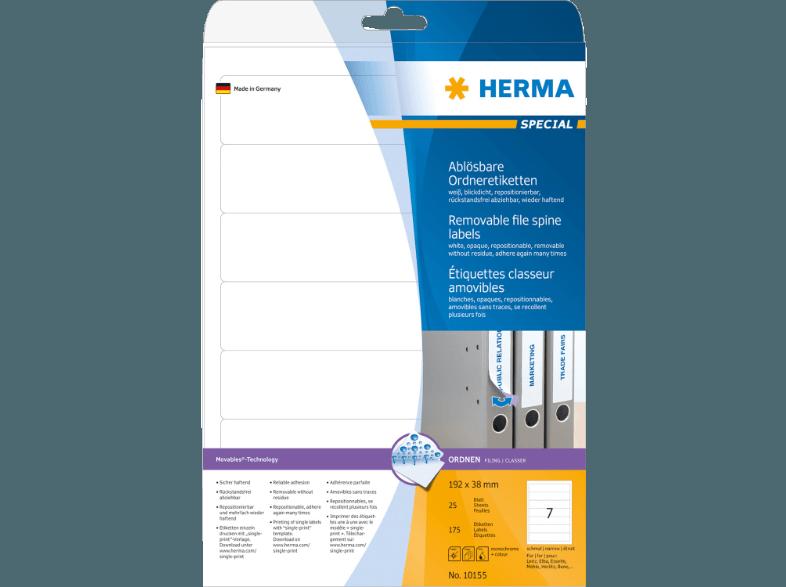 HERMA 10155 Ablösbare Ordneretiketten 192x38 mm A4 175 St.