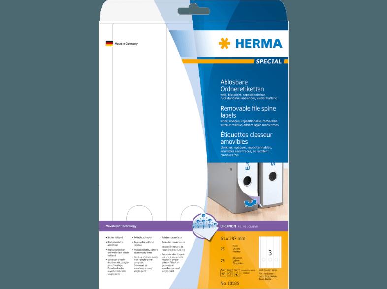 HERMA 10185 Ablösbare Ordneretiketten 61x297 mm A4 75 St.