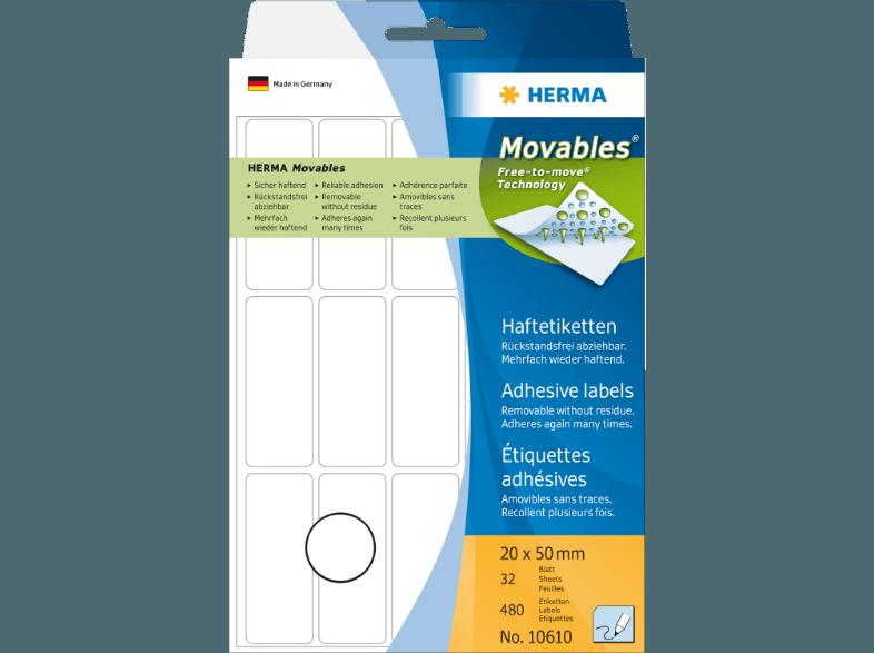 HERMA 10610 Vielzwecketiketten 20x50 mm  480 St., HERMA, 10610, Vielzwecketiketten, 20x50, mm, 480, St.