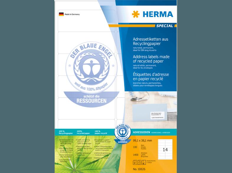 HERMA 10826 Adressetiketten Recyclingpapier 99.1x38.1 mm A4 1400 St.