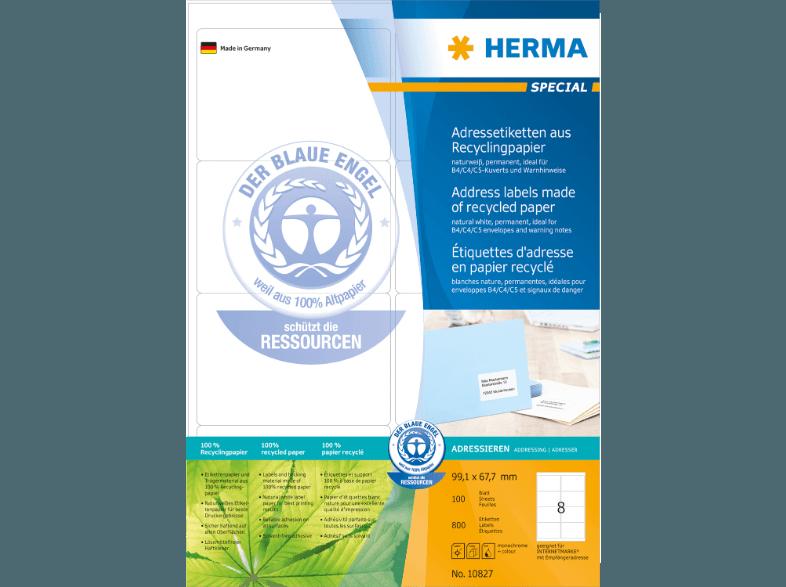 HERMA 10827 Adressetiketten Recyclingpapier 99.1x67.7 mm A4 800 St.