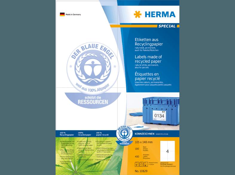 HERMA 10829 Etiketten Recyclingpapier 105x148 mm A4 400 St.