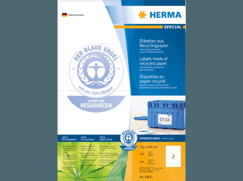 HERMA 10832 Etiketten Recyclingpapier 210x148 mm A4 200 St.