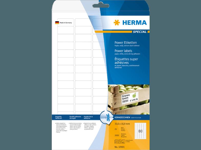 HERMA 10901 Power Etiketten 35.6x16.9 mm A4 200 St., HERMA, 10901, Power, Etiketten, 35.6x16.9, mm, A4, 200, St.