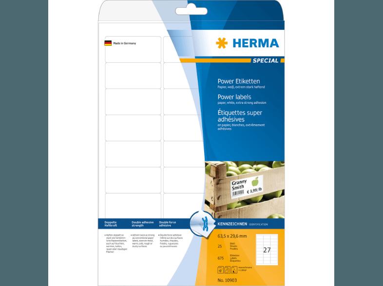 HERMA 10903 Power Etiketten 63.5x29.6 mm A4 675 St., HERMA, 10903, Power, Etiketten, 63.5x29.6, mm, A4, 675, St.