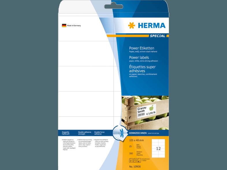 HERMA 10908 Power Etiketten 105x48 mm A4 300 St.