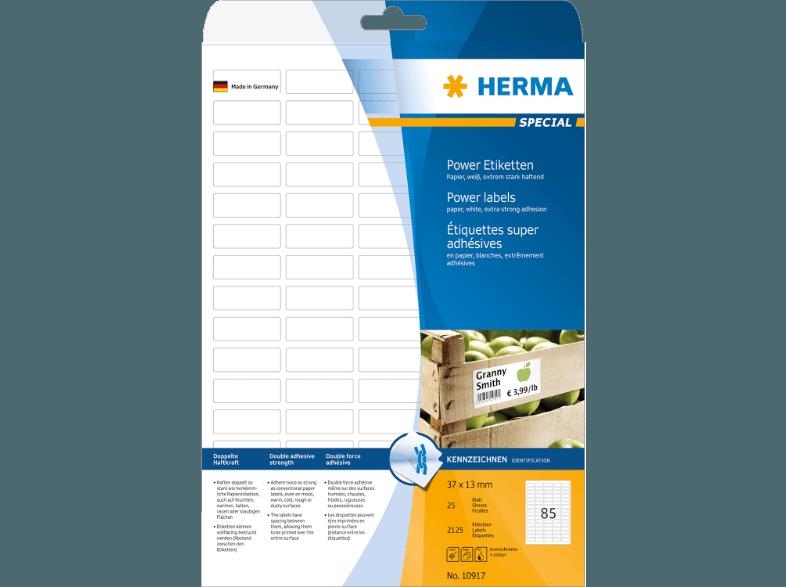 HERMA 10917 Power Etiketten 37x13 mm A4 2125 St., HERMA, 10917, Power, Etiketten, 37x13, mm, A4, 2125, St.