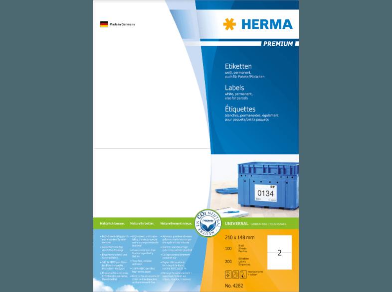 HERMA 4282 Etiketten Premium 210x148 mm A4 200 St., HERMA, 4282, Etiketten, Premium, 210x148, mm, A4, 200, St.