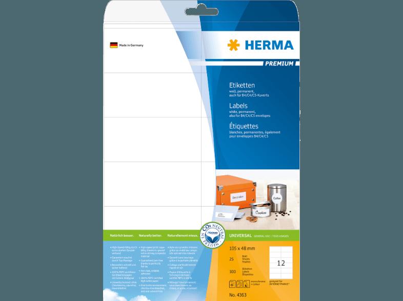 HERMA 4363 Etiketten Premium 105x48 mm A4 300 St., HERMA, 4363, Etiketten, Premium, 105x48, mm, A4, 300, St.