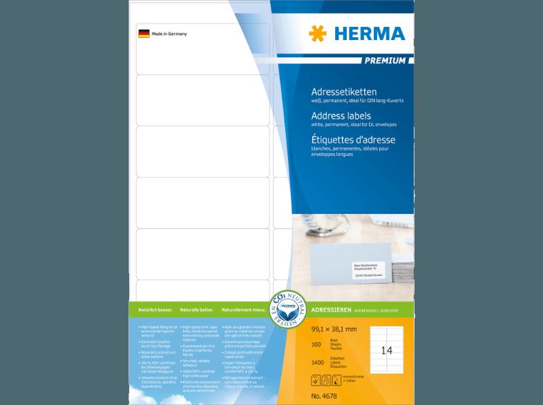 HERMA 4678 Adressetiketten 99.1x38.1 mm A4 1400 St.