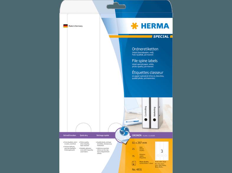 HERMA 4831 Inkjet Ordneretiketten 61x297 mm A4 75 St.