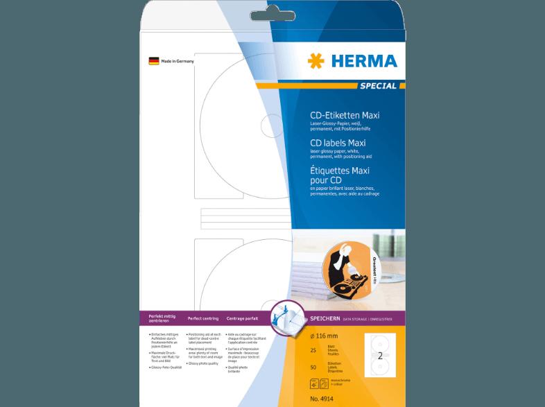 HERMA 4914 CD-Etiketten Ø 116 mm A4 50 St.