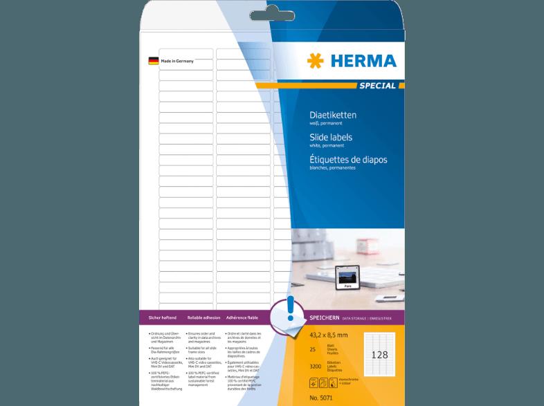 HERMA 5071 Dia-Etiketten 43.2x8.5 mm A4 3200 St.