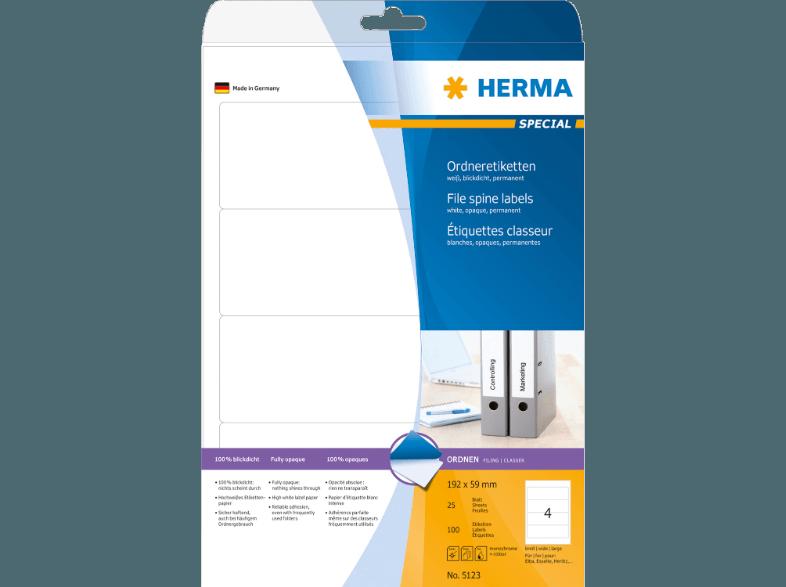 HERMA 5123 Ordneretiketten 192x59 mm A4 100 St., HERMA, 5123, Ordneretiketten, 192x59, mm, A4, 100, St.