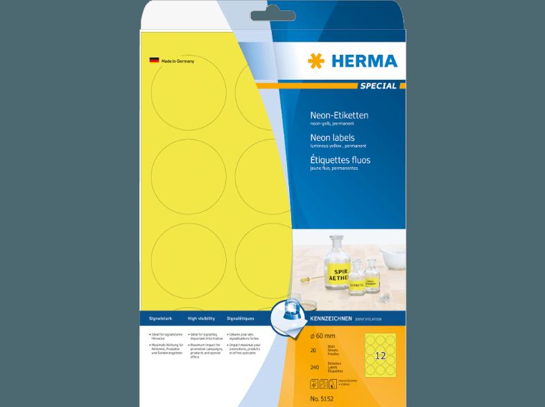 HERMA 5152 Neonetiketten rund Ø 60 mm A4 300 St.