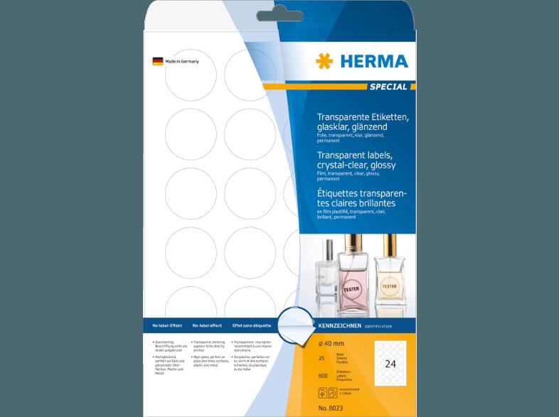 HERMA 8023 Etiketten transparent rund Ø 40 mm A4 600 St.