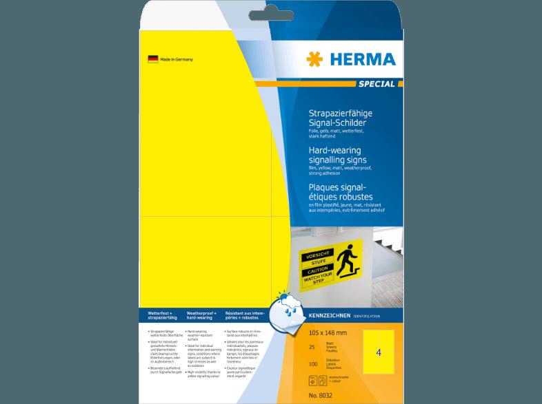 HERMA 8032 Signal-Schilder 105x148 mm A4 100 St., HERMA, 8032, Signal-Schilder, 105x148, mm, A4, 100, St.