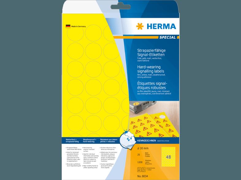 HERMA 8034 Signal-Etiketten rund Ø 30 mm A4 1200 St.