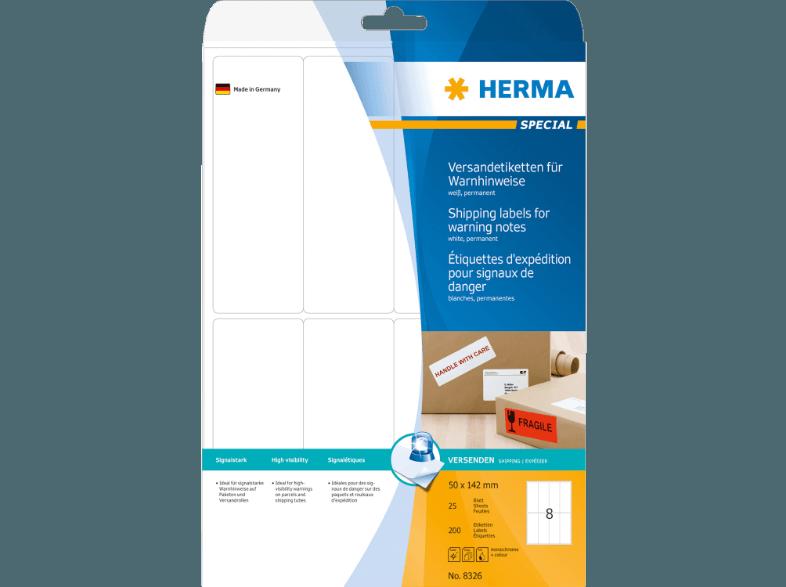 HERMA 8326 Versandetiketten/Warnhinweis 50x142 mm A4 200 St., HERMA, 8326, Versandetiketten/Warnhinweis, 50x142, mm, A4, 200, St.