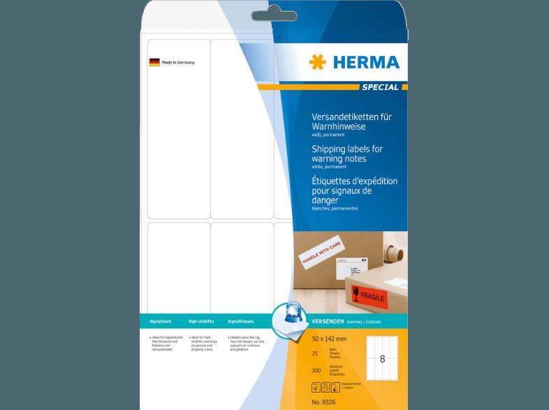 HERMA 8326 Versandetiketten/Warnhinweis 50x142 mm A4 200 St.