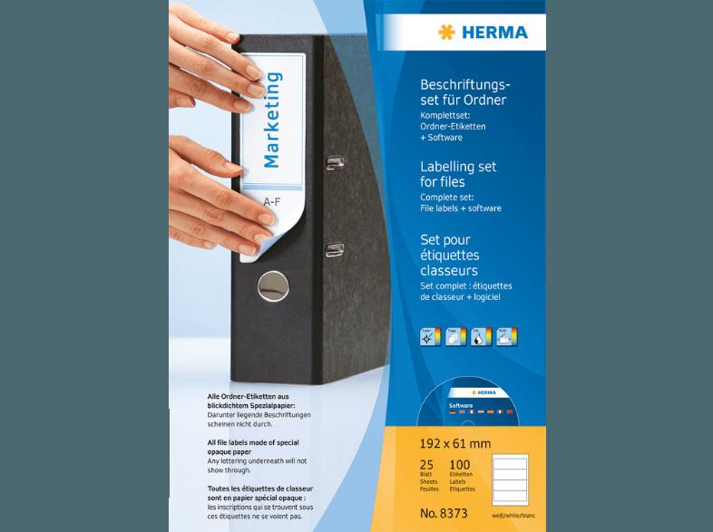 HERMA 8373 Ordner-Beschriftungsset 192x61 mm A4 100 St., HERMA, 8373, Ordner-Beschriftungsset, 192x61, mm, A4, 100, St.