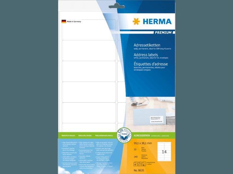 HERMA 8635 Adressetiketten 99.1x38.1 mm A4 140 St.