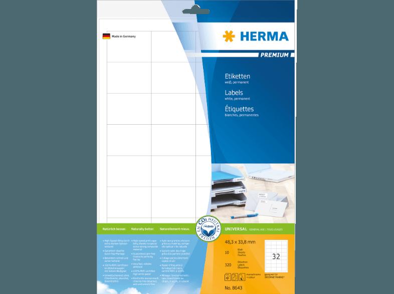 HERMA 8643 Etiketten Premium 48.3x33.8 mm A4 320 St.