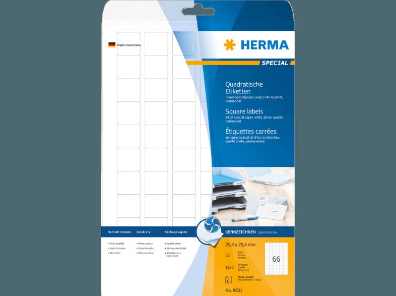 HERMA 8831 Inkjet-Etiketten 25.4x25.4 mm A4 1650 St., HERMA, 8831, Inkjet-Etiketten, 25.4x25.4, mm, A4, 1650, St.