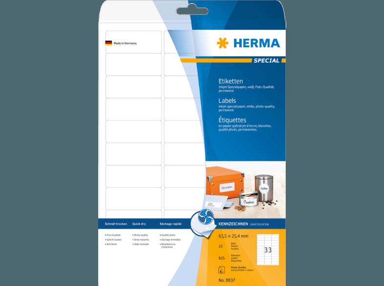 HERMA 8837 Inkjet-Etiketten 63.5x25.4 mm A4 825 St.