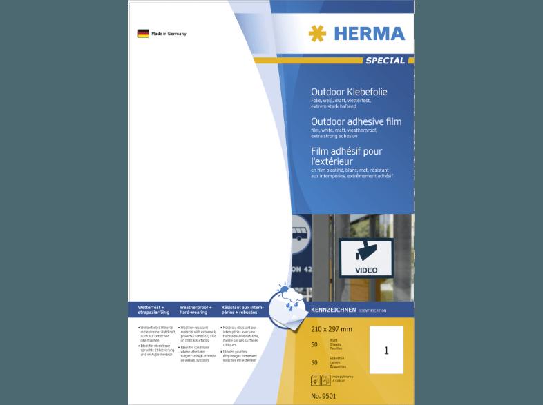 HERMA 9501 Etiketten Outdoor Klebefolie 210x297 mm A4 50 St., HERMA, 9501, Etiketten, Outdoor, Klebefolie, 210x297, mm, A4, 50, St.