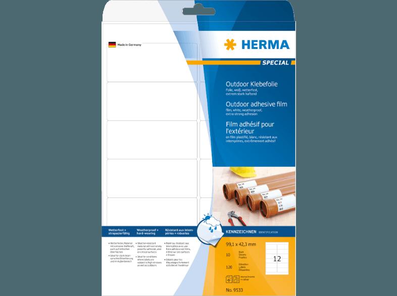 HERMA 9533 Outdoor Klebefolie 99.1x42.3 mm A4 120 St., HERMA, 9533, Outdoor, Klebefolie, 99.1x42.3, mm, A4, 120, St.