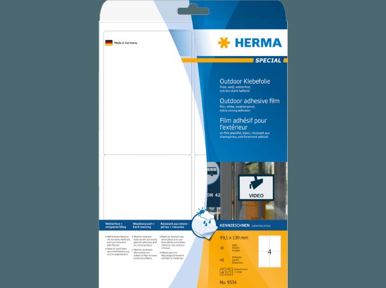 HERMA 9534 Etiketten Outdoor Klebefolie 99.1x139 mm A4 40 St., HERMA, 9534, Etiketten, Outdoor, Klebefolie, 99.1x139, mm, A4, 40, St.