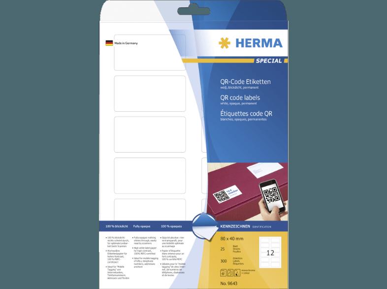 HERMA 9643 QR-Code Etiketten 80x40 mm A4 300 St.