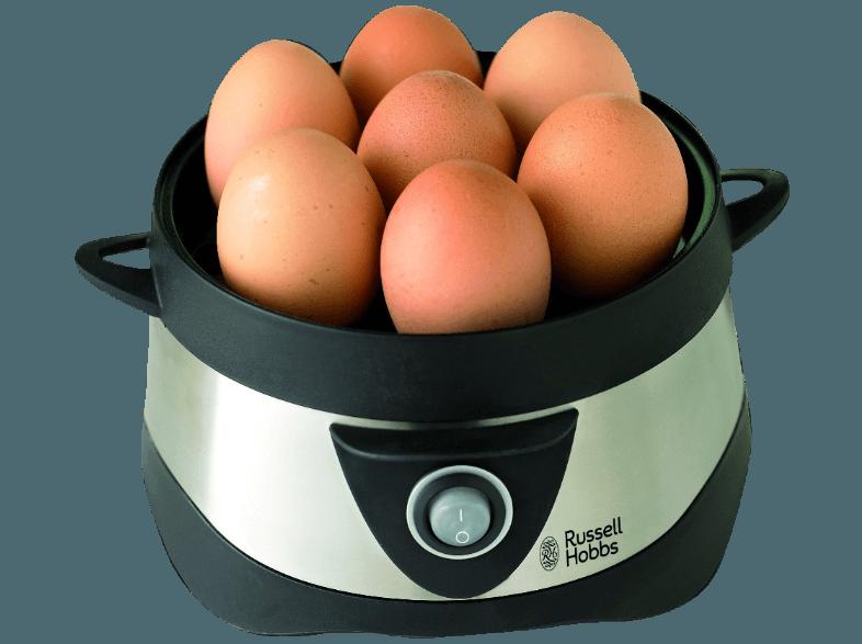 RUSSELL HOBBS 14048-56 Cook@Home Eierkocher (Anzahl Eier:7 gekochte oder 3 gedämpfte Eier, Edelstahl/Schwarz)