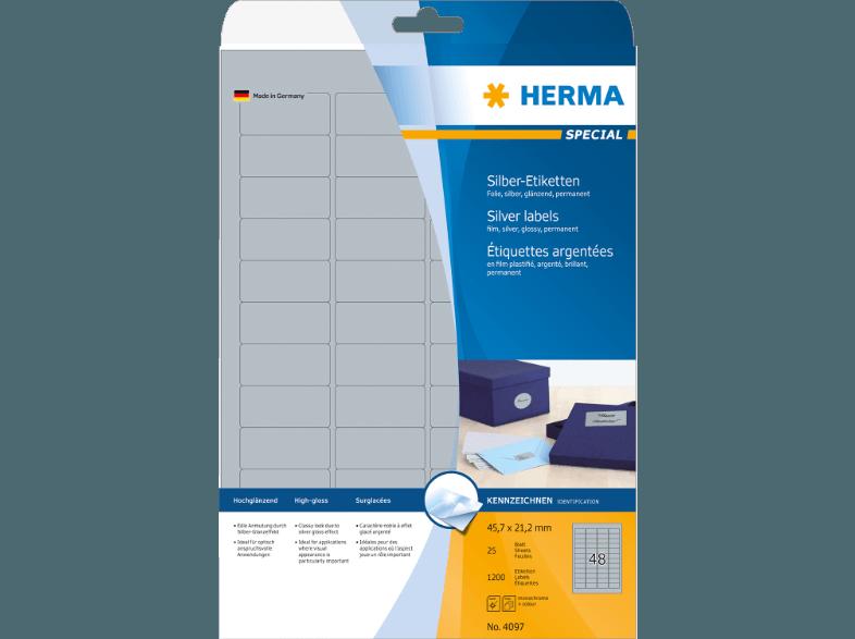 HERMA 4097 Silber-Etiketten 45.7x21.2 mm A4 1200 St.