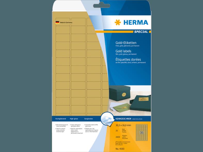 HERMA 4100 Gold-Etiketten 30.5x16.9 mm A4 2400 St.