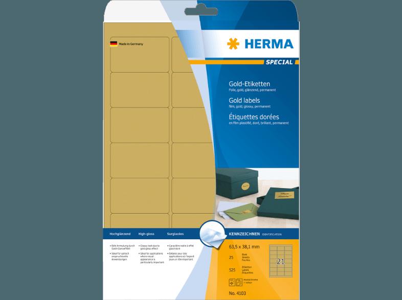 HERMA 4103 Gold-Etiketten 63.5x38.1 mm A4 525 St.