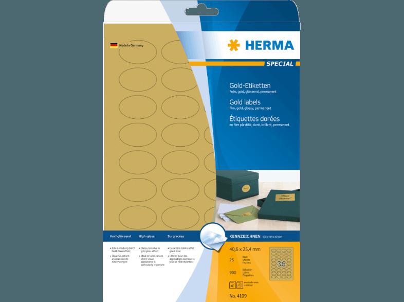 HERMA 4109 Gold-Etiketten oval 40.6x25.4 mm A4 900 St.