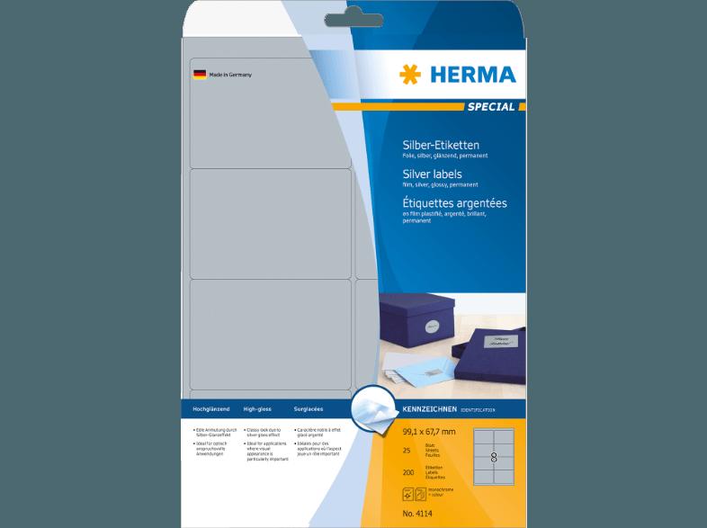 HERMA 4114 Silber-Etiketten 99.1x67.7 mm A4 200 St.