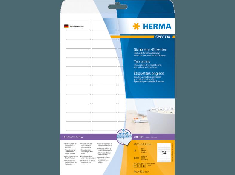 HERMA 4201 Sichtreiteretiketten 45.7x16.9 mm A4 1600 St.