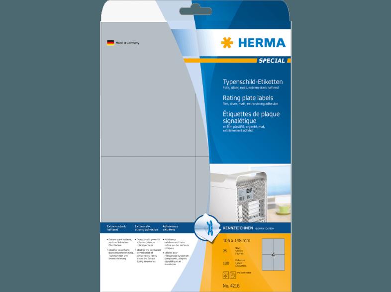 HERMA 4216 Typenschildetiketten 105x148 mm A4 100 St.