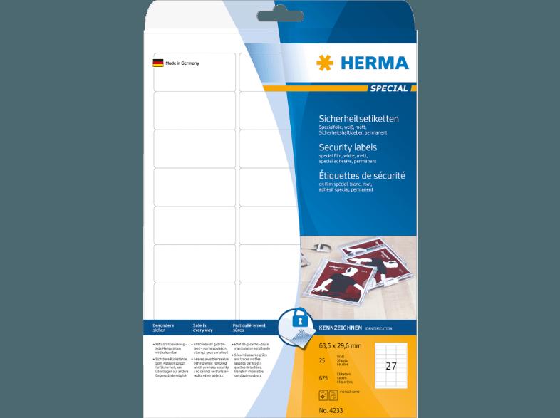 HERMA 4233 Sicherheitsetiketten 63.5x29.6 mm A4 675 St.