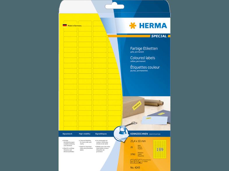 HERMA 4243 Farbige Etiketten 25.4x10 mm A4 3780 St.